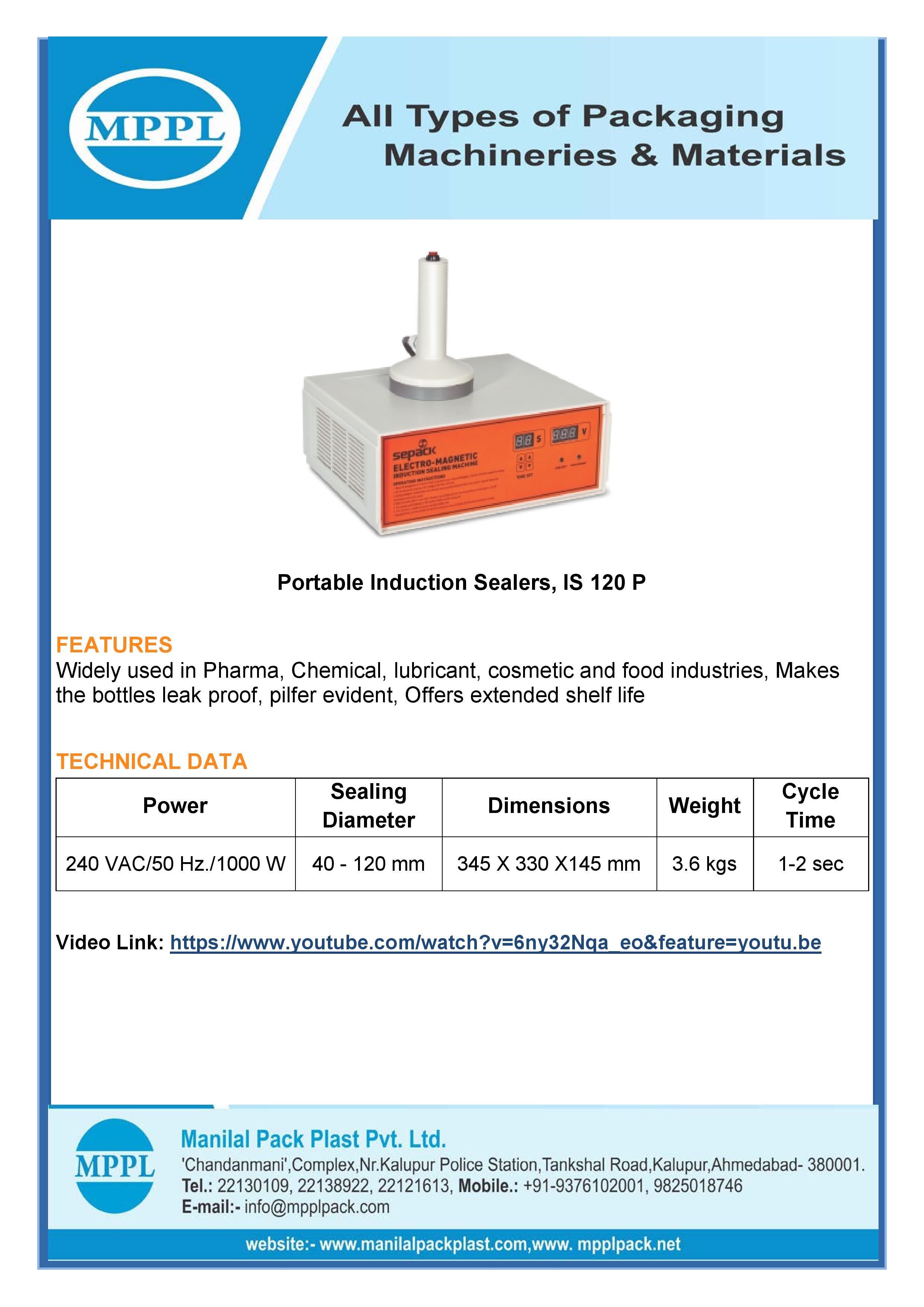 Portable Induction Sealing Machines Is 120 P Application: Widely Used In Pharma