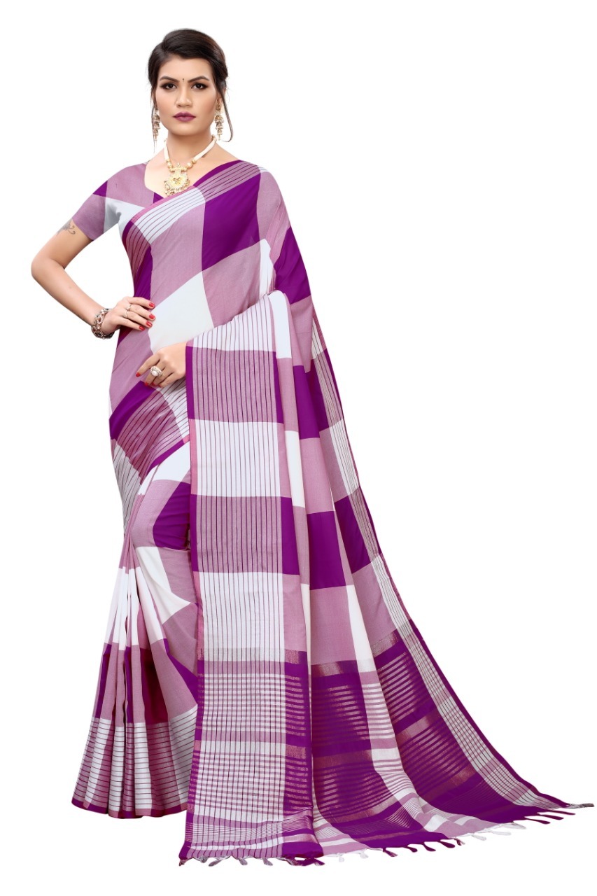 Fancy Linen Boxs Design With Jhalar - Linen Cotton Saree, Length: 6.3mtr, Blouse Length: 0.8mtr | All-occasion Use, Traditional Printed Pattern For All Seasons