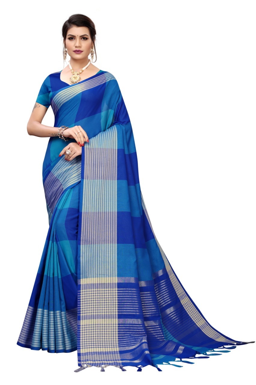 Fancy Linen Boxs Design With Jhalar - Linen Cotton Saree, Length: 6.3mtr, Blouse Length: 0.8mtr | All-occasion Use, Traditional Printed Pattern For All Seasons