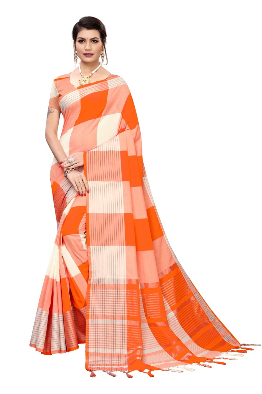 Fancy Linen Boxs Design With Jhalar - Linen Cotton Saree, Length: 6.3mtr, Blouse Length: 0.8mtr | All-occasion Use, Traditional Printed Pattern For All Seasons