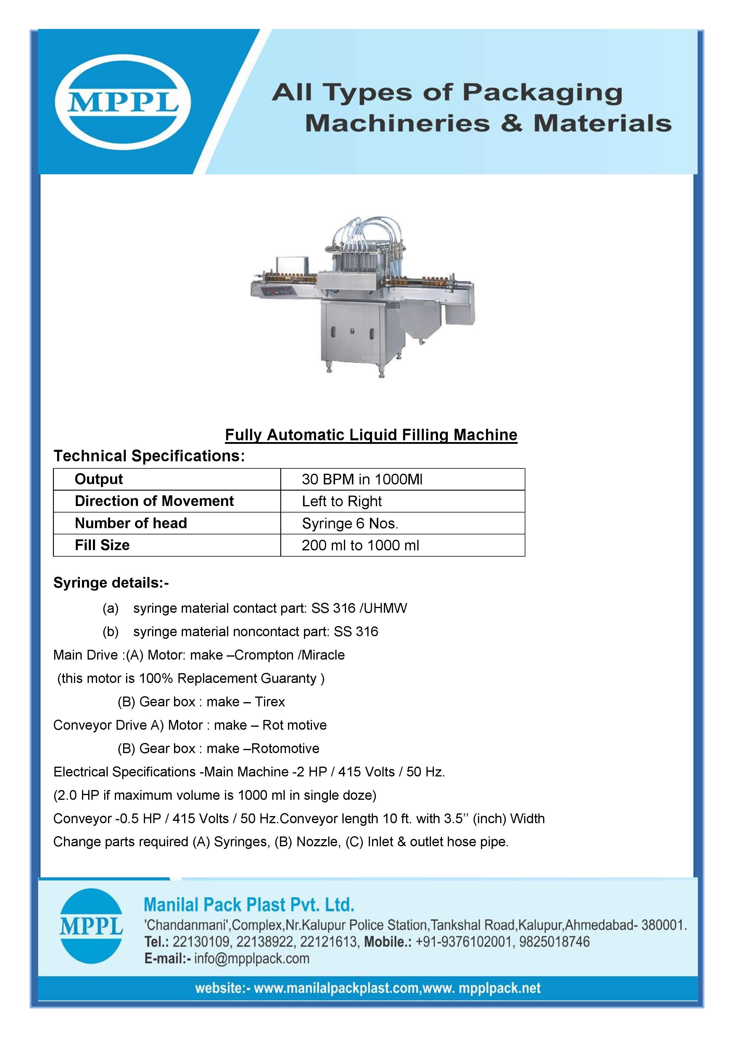 Fully Automatic Liquid Filling Machine - High Precision Design, Efficient Filling Mechanism | Ideal For Liquid Products