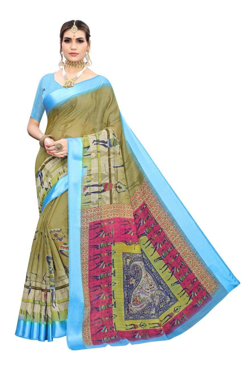 Linen Saree Lining With Satin - Linen Fabric, Length: 6.3mtr, Blouse Length: 0.8mtr | All Colors, Traditional Occasion, Printed Pattern, Multi-season Usage