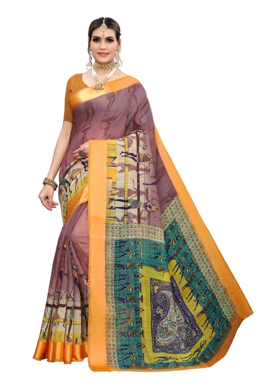 Linen Saree Lining With Satin - Linen Fabric, Length: 6.3mtr, Blouse Length: 0.8mtr | All Colors, Traditional Occasion, Printed Pattern, Multi-season Usage