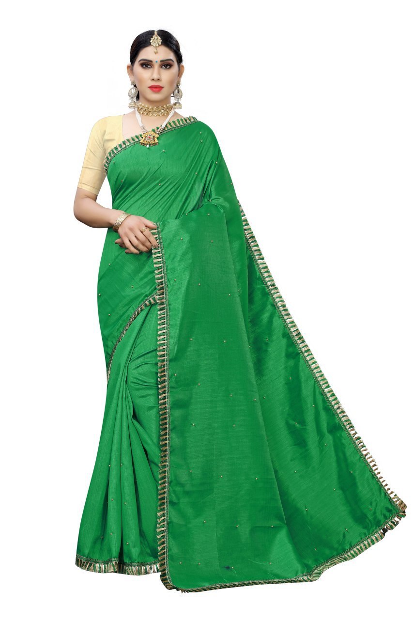 Silk Dsing Less With Stone Works - Art Silk Material, Length 6.3 Mtr With Blouse 0.8 Mtr, All Colors Available | Party Wear, Plain Pattern, Suitable For All Seasons