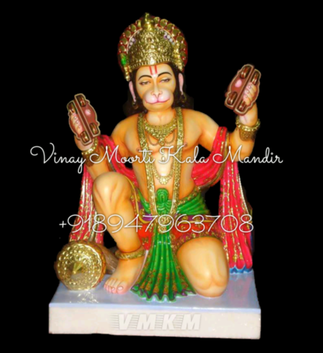 Carving Multicolor Marble Hanuman Statue