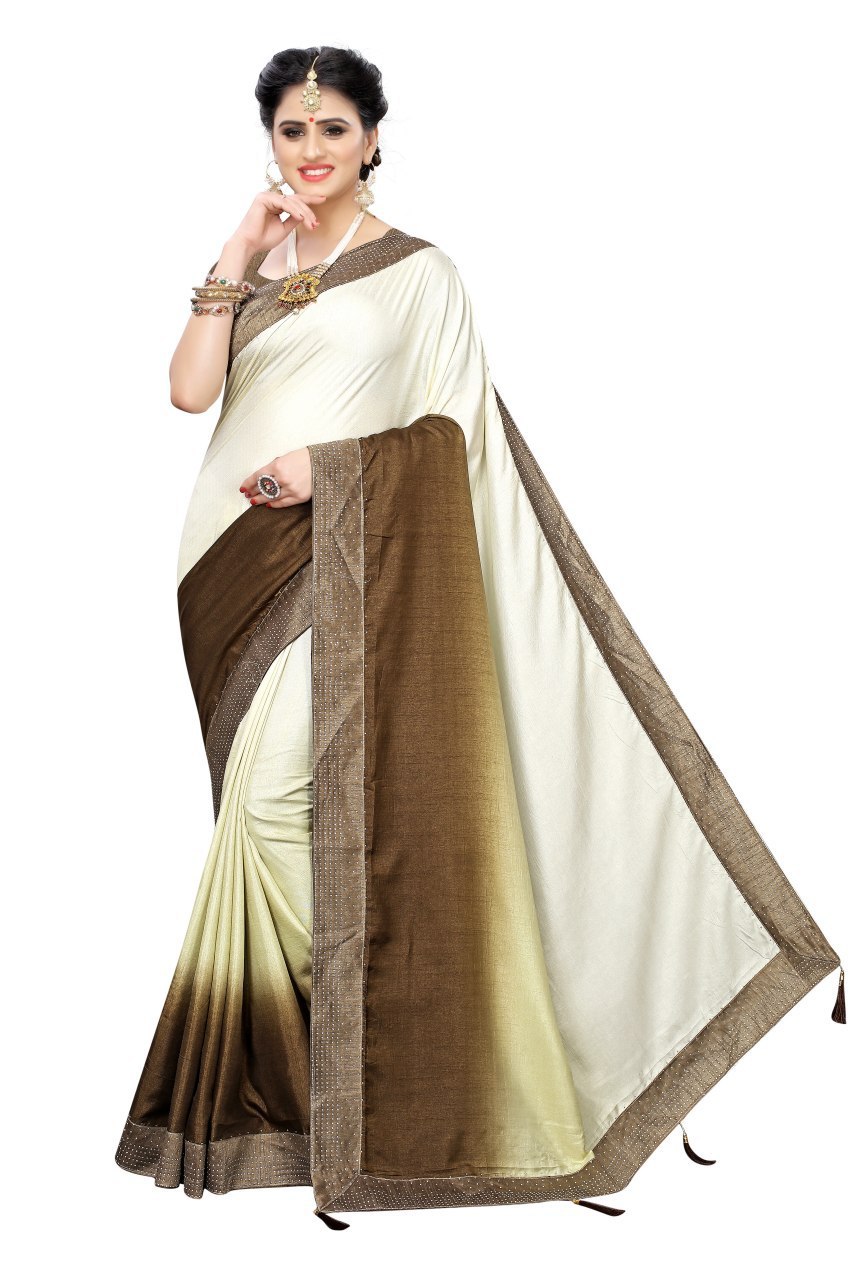 Fancy Silk Saree With Latkan With Moti Work - Art Silk, 6.3mtr Length, 0.8mtr Blouse | Suitable For Party Wear, All-season, Stone Work Pattern