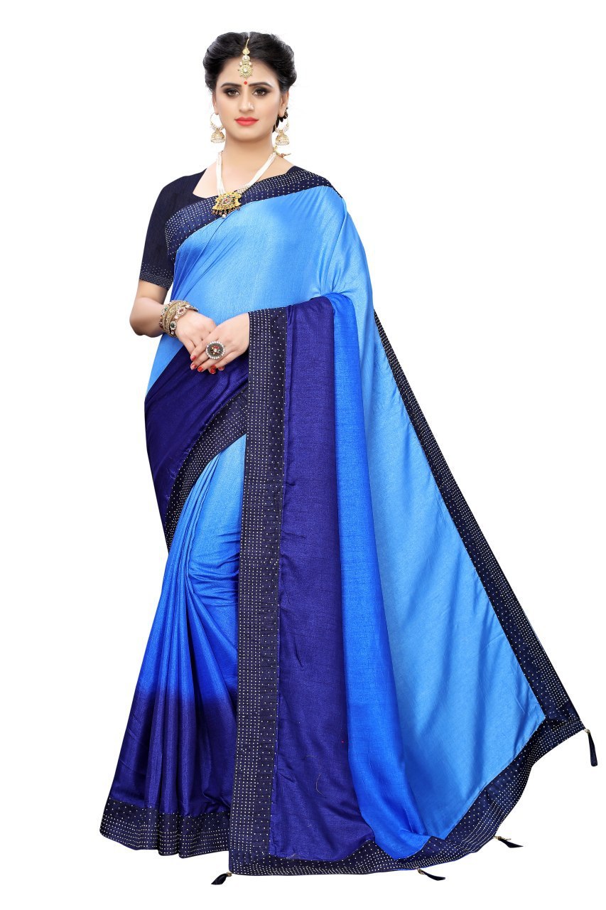 Fancy Silk Saree With Latkan With Moti Work - Art Silk, 6.3mtr Length, 0.8mtr Blouse | Suitable For Party Wear, All-season, Stone Work Pattern