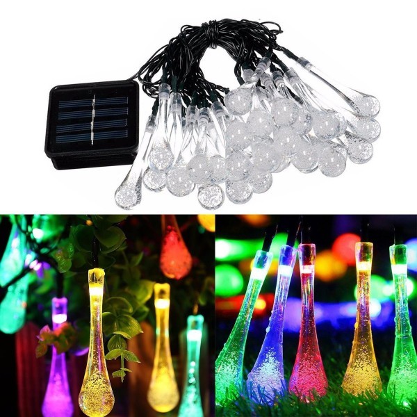 Abs Plastic Solar Multicolor Waterdrop String Light