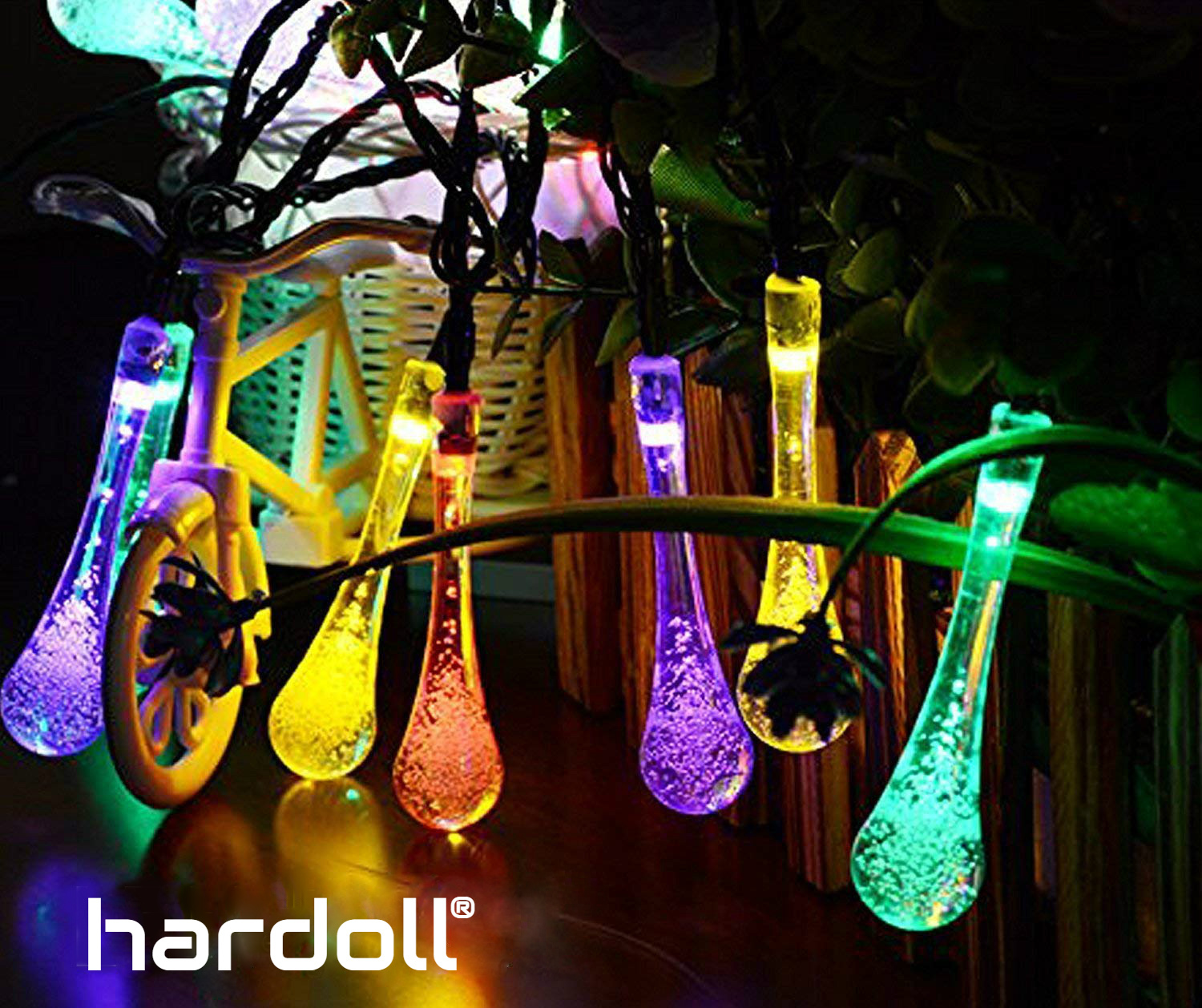 Abs Plastic Solar Multicolor Waterdrop String Light
