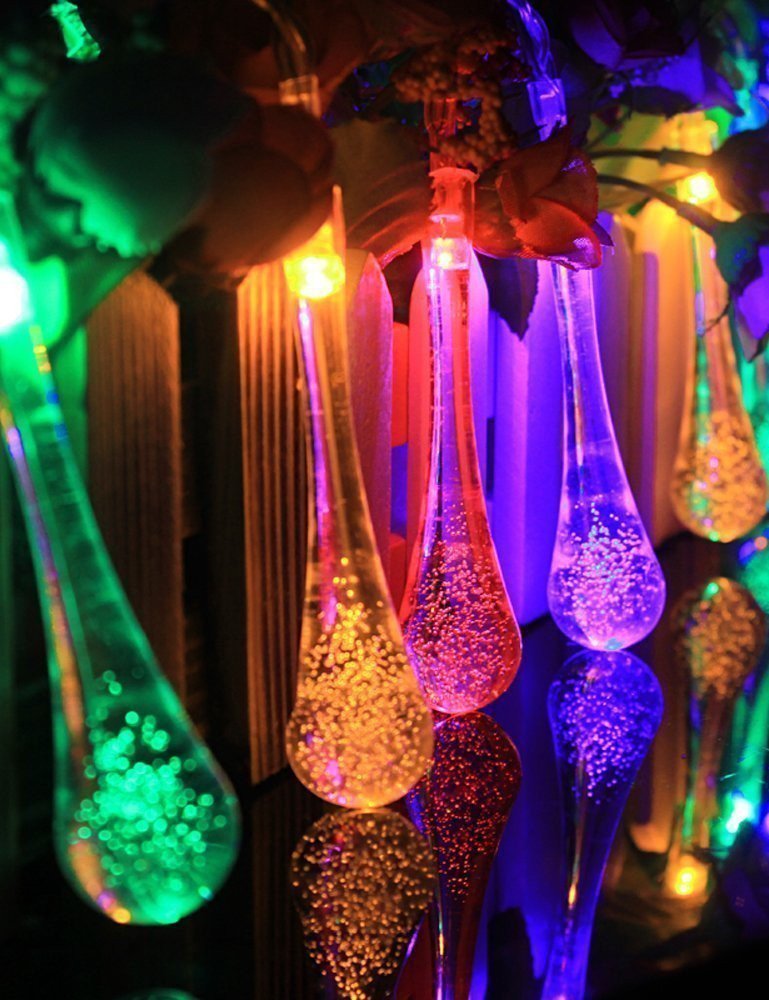 Abs Plastic Solar Multicolor Waterdrop String Light