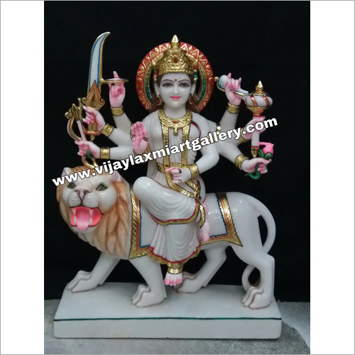 Polished Marble Durga Mata Statue - High-Grade Marble , Sturdy Build Quality and Opulent Design