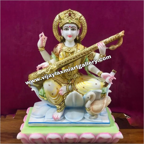 Marble Saraswati Mata Statue - Premium Quality Marble | Divine Hindu Artistry, Intricate Detailing, Serene Aesthetic