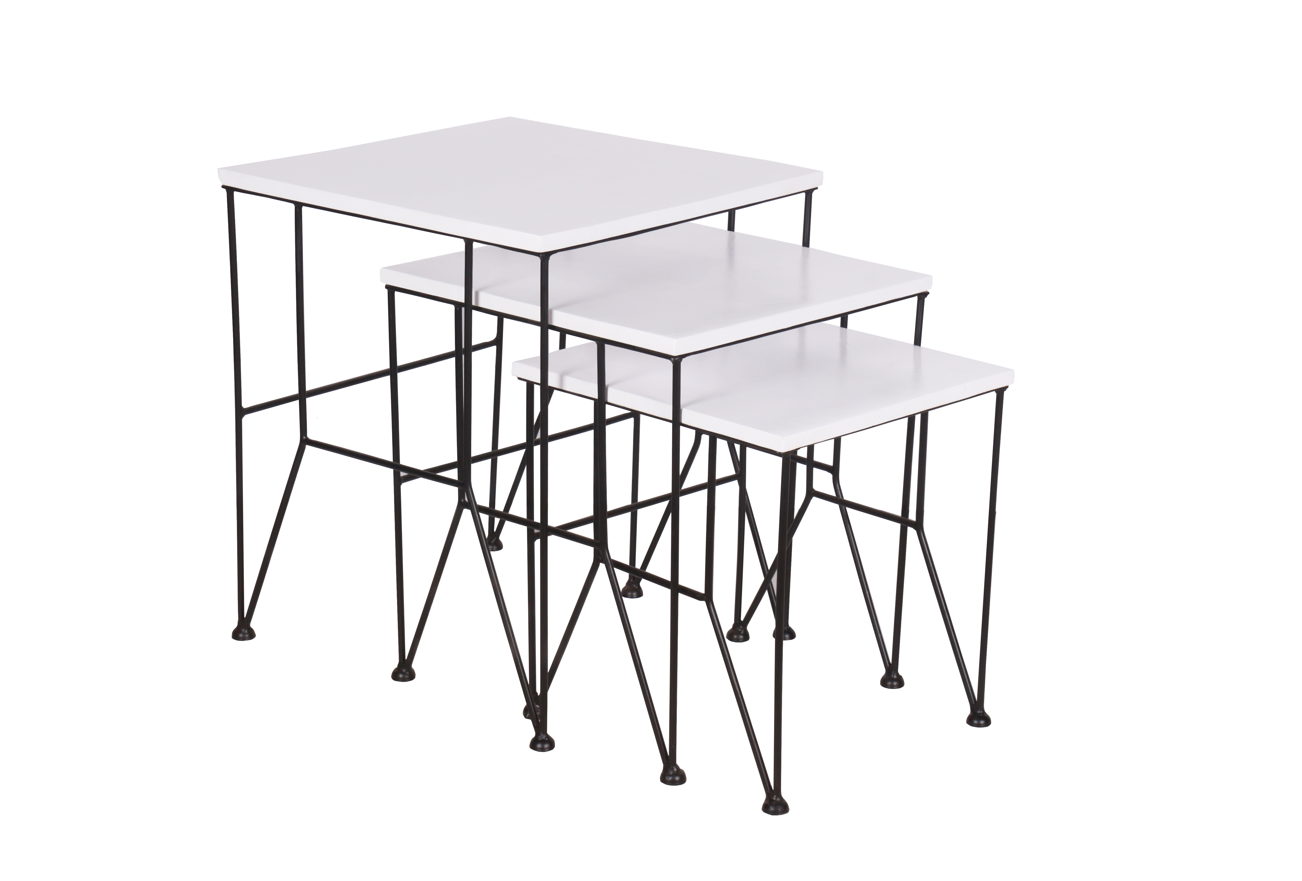 Metal Gray & Natural Nesting Table Set Of 3