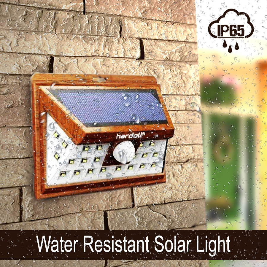 Wood Finish 24 Led Solar Lights For Garden Outdoor Lamp