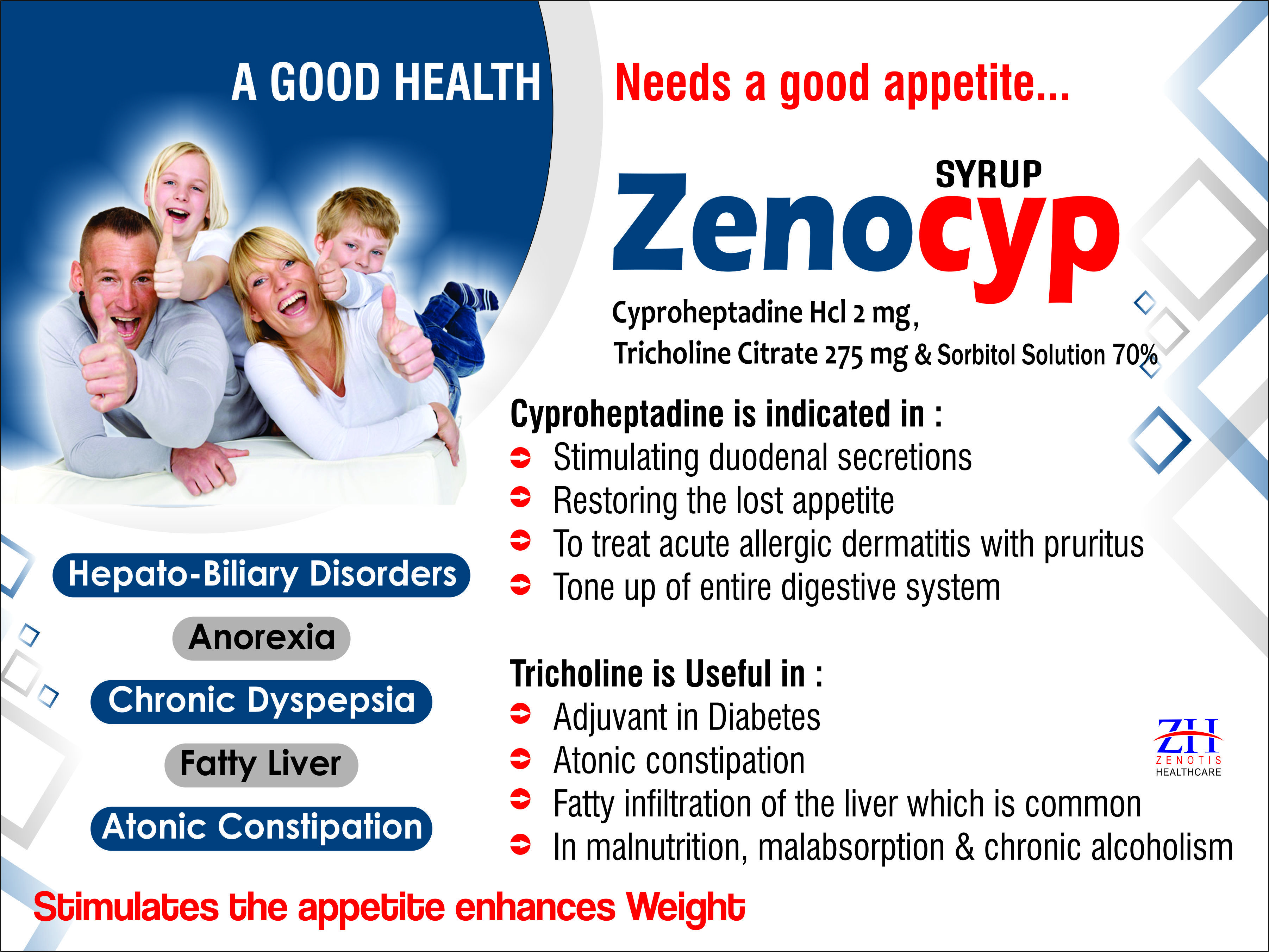 Cyproheptadine Hci Tricholine Citrate And Sorbitol Syrup General Medicines