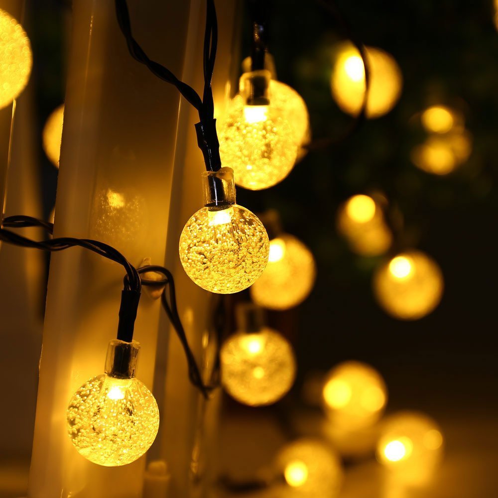 Abs Plastic Solar Crystal Ball Shaped Decorative Waterproof String Light