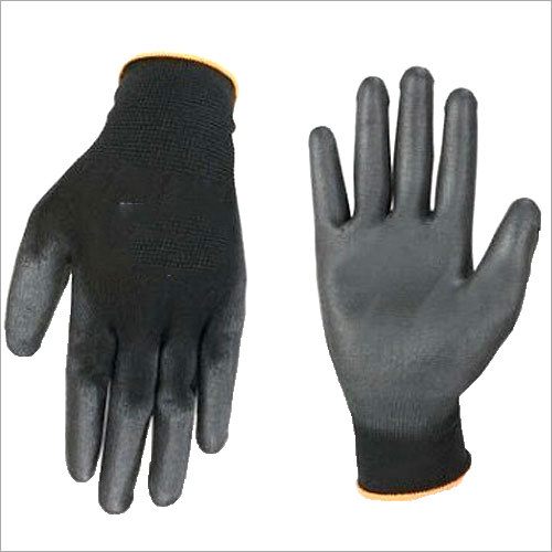 Nylon PU Coated Gloves - 220 to 270 mm Length, Black Knitted Design | Good Abrasion Resistance, Elasticized Wrist, Ideal for Industry and Electronics