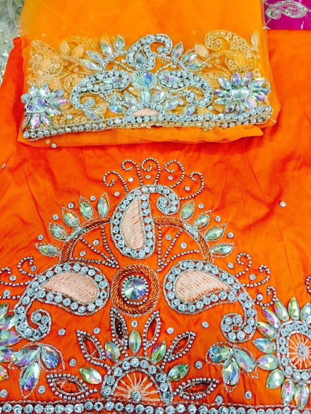Luxury Beaded African Asobie Wedding Fabric Indian George Wrapper Bust Size: Free Size Yard