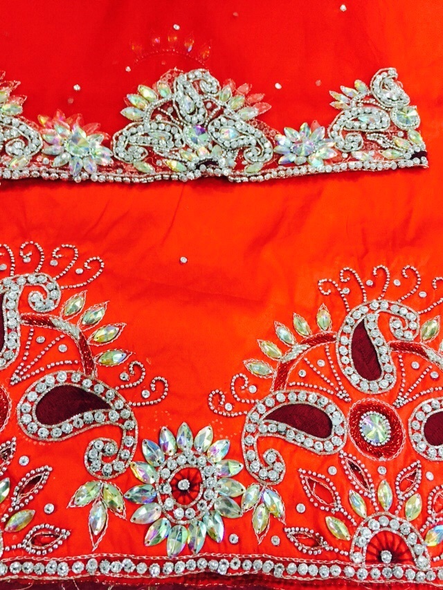Luxury Beaded African Asobie Wedding Fabric Indian George Wrapper Bust Size: Free Size Yard