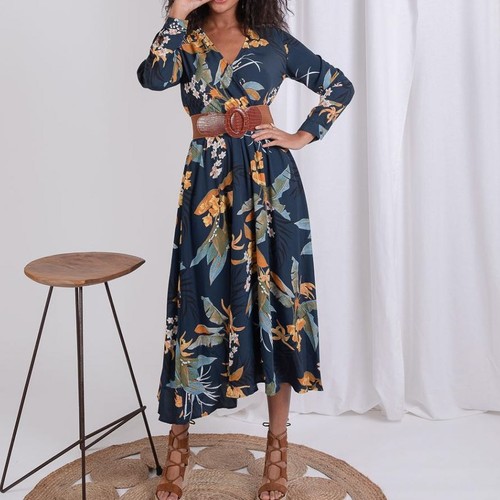 Mix Long Printed Dress