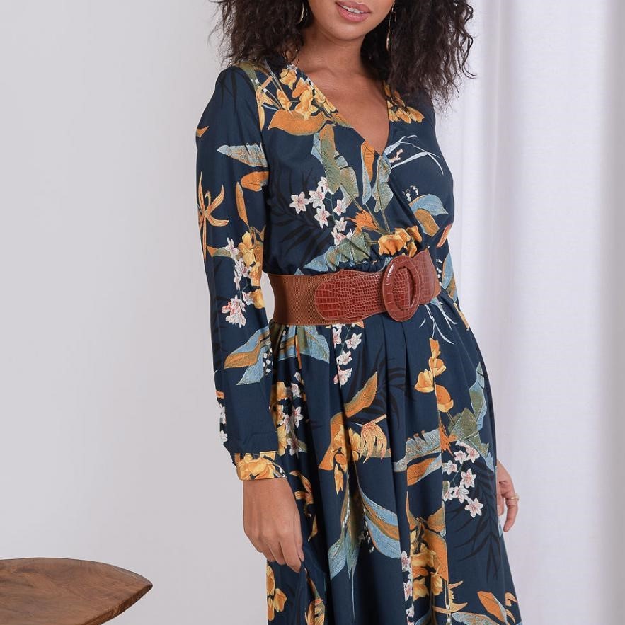 Mix Long Printed Dress