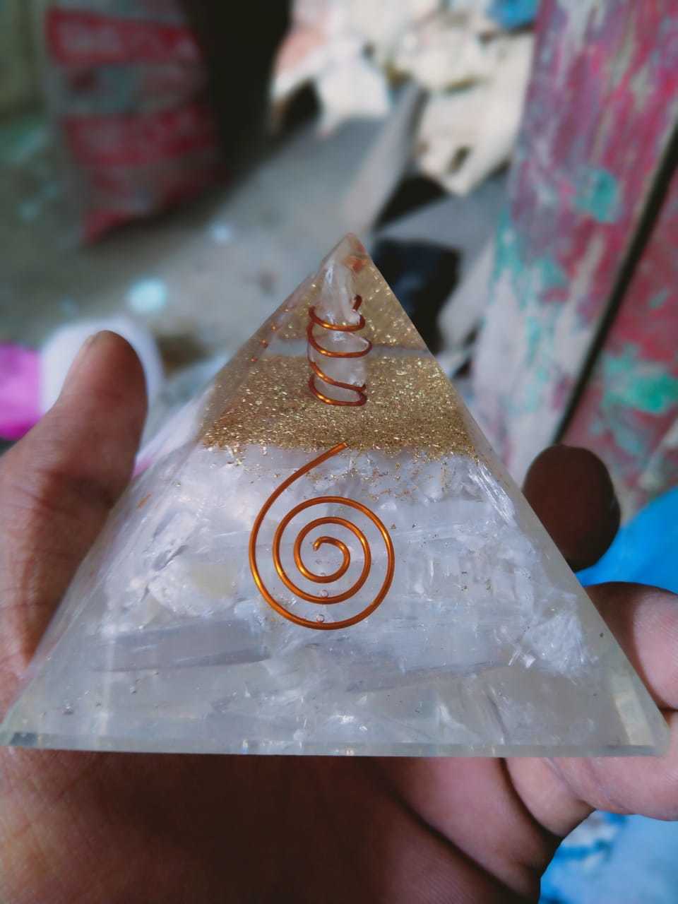Pyramid Chakra Items - Chalcedony, 70/75 Mm | Promotes Peaceful Atmosphere, Elegant Decorative Piece, Visually Stunning Design