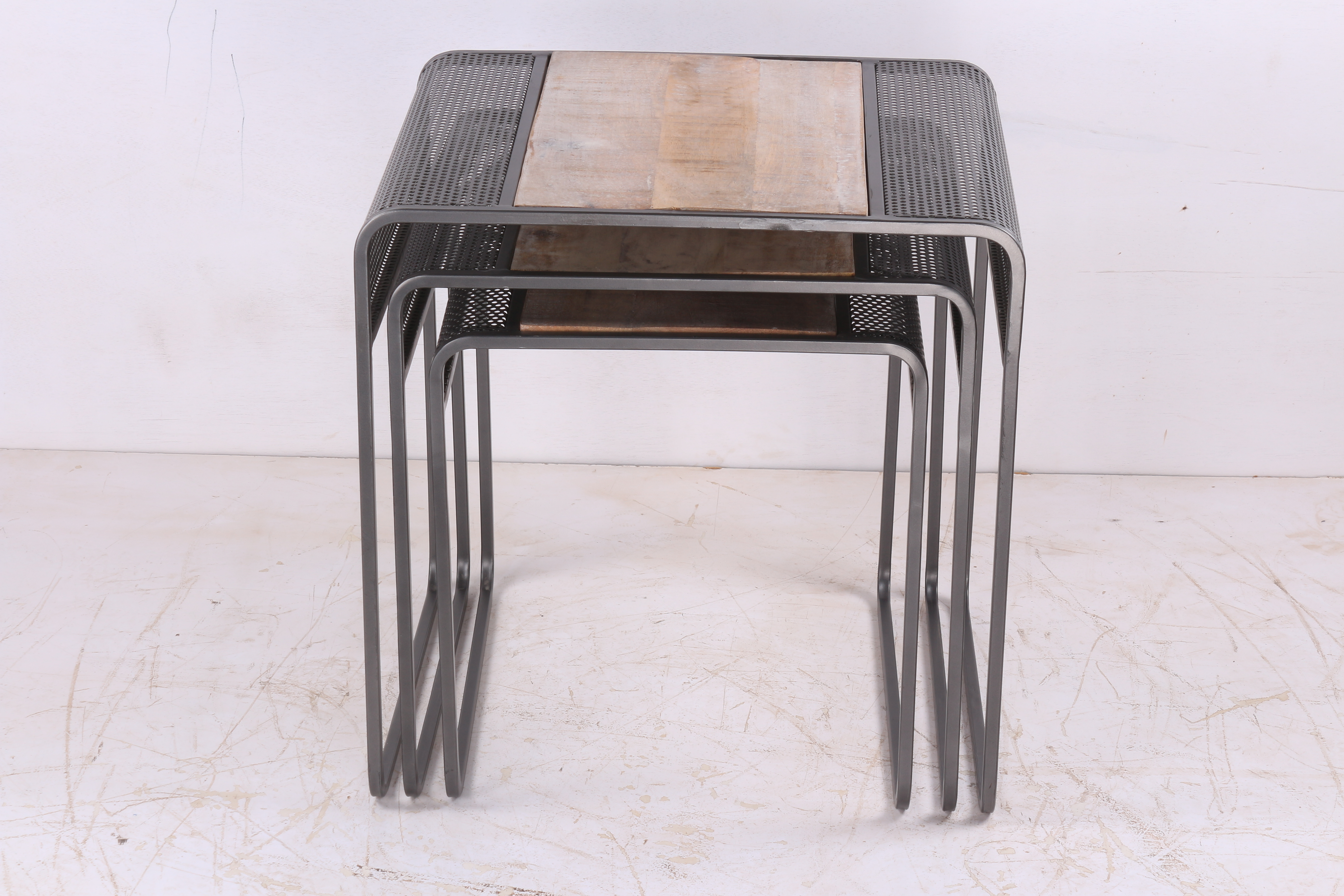 Iron Wooden Nesting Tables Set Of 3 No Assembly Required