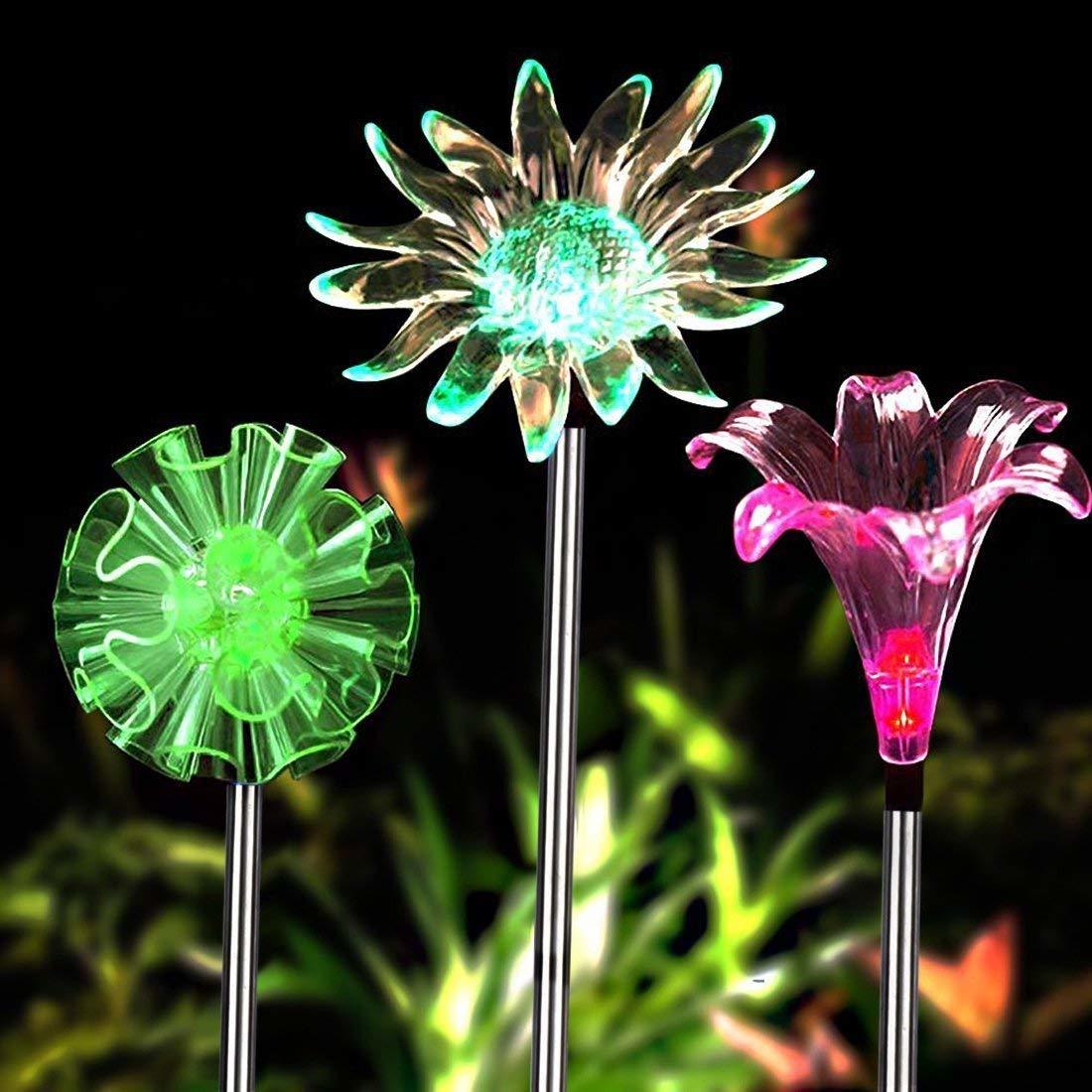 Solar Flower Decoration Stake Lights Height: 57 Centimeter (Cm)