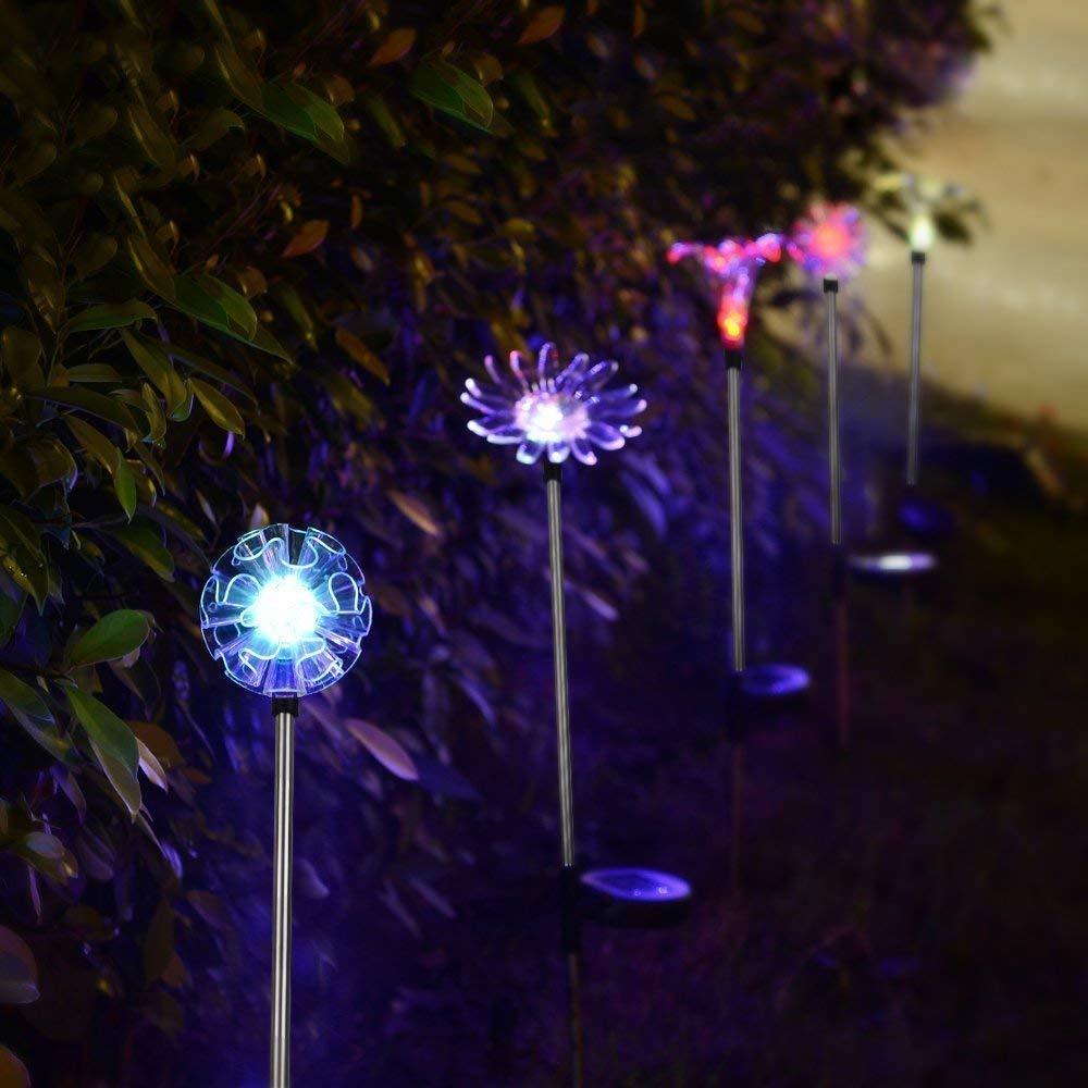 Solar Flower Decoration Stake Lights Height: 57 Centimeter (Cm)