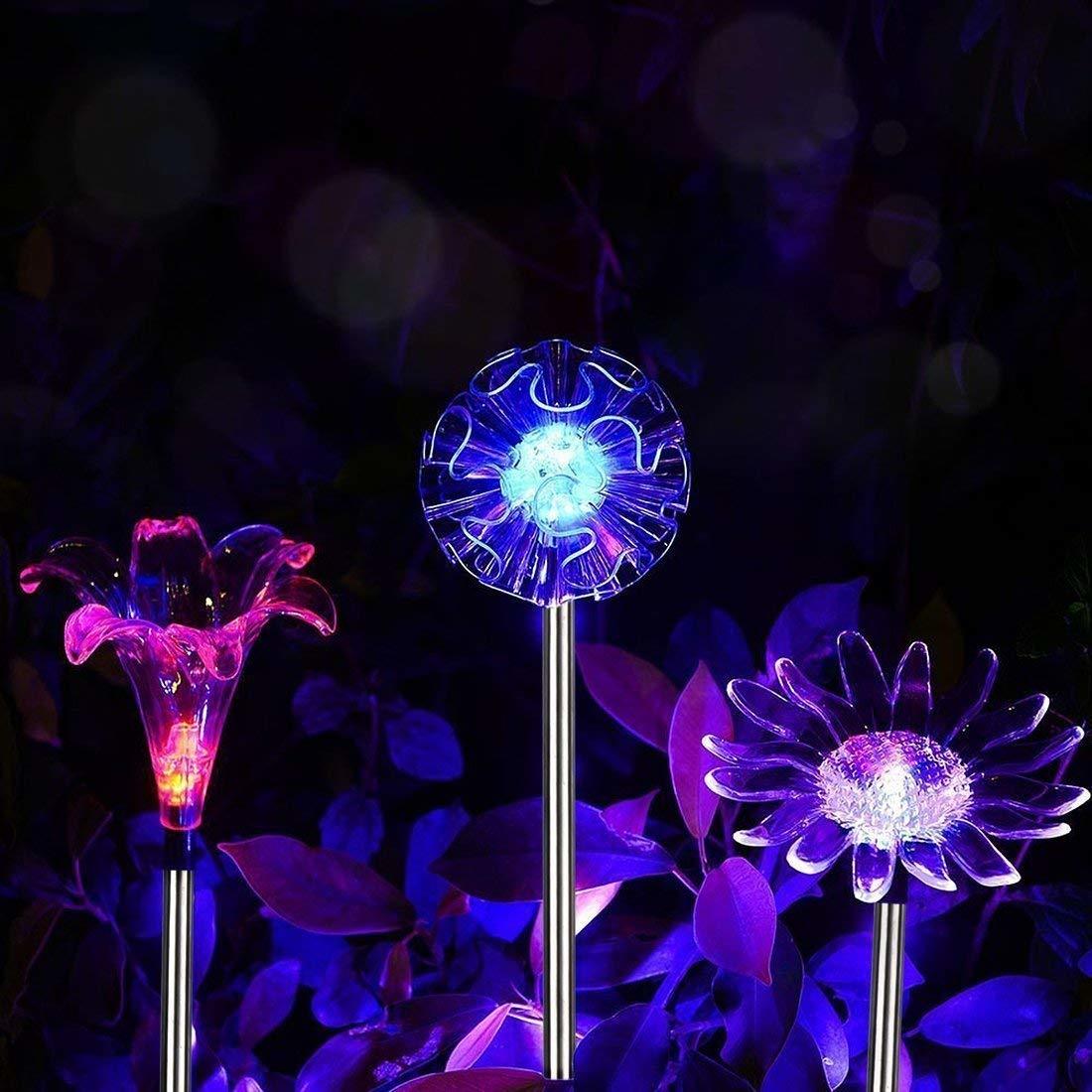 Solar Flower Decoration Stake Lights Height: 57 Centimeter (Cm)