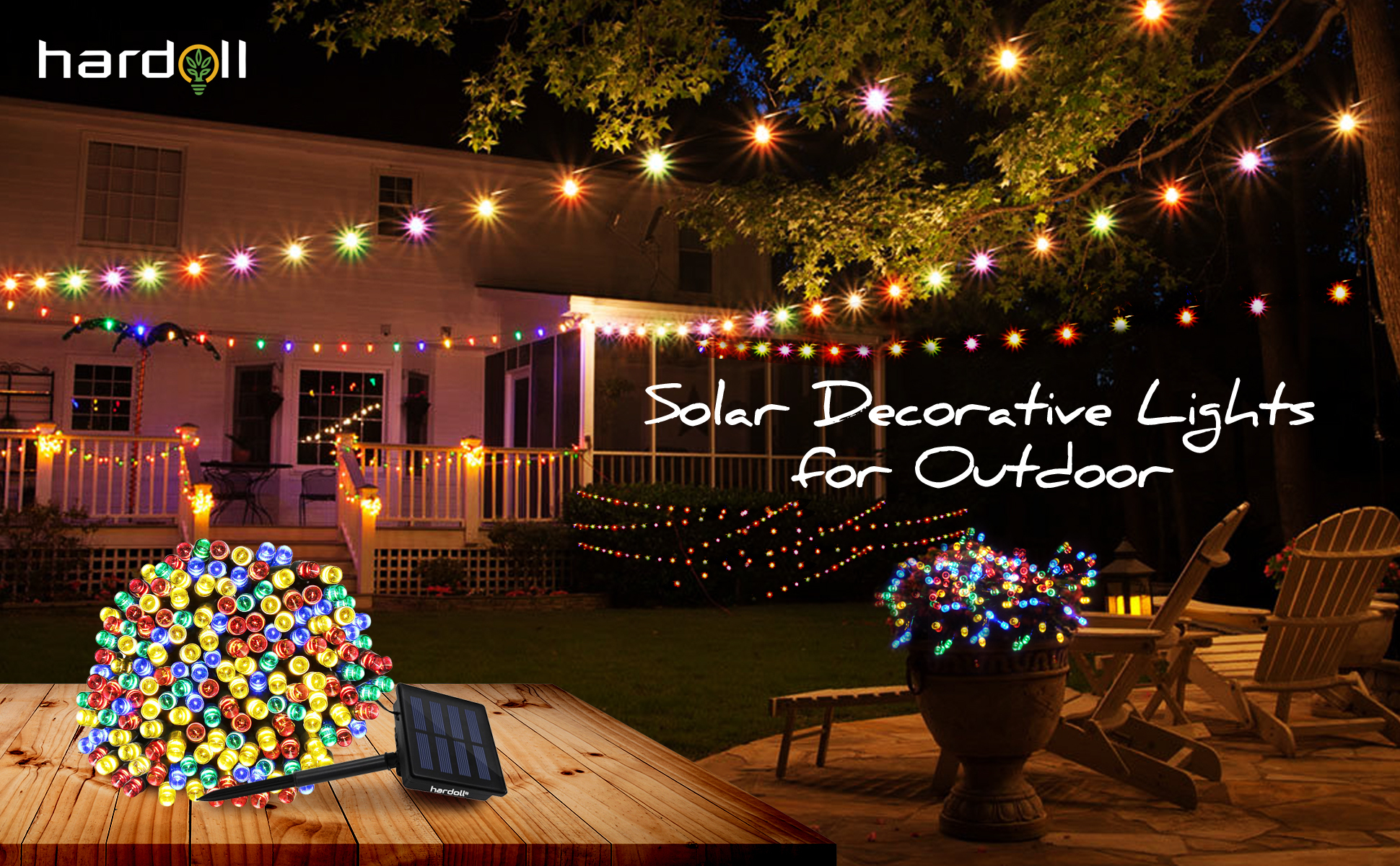 Abs Plastic 200 Led Solar Multi Color Decorative String Lights