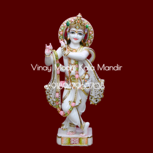 Carving Makrana Marble Krishna Statue