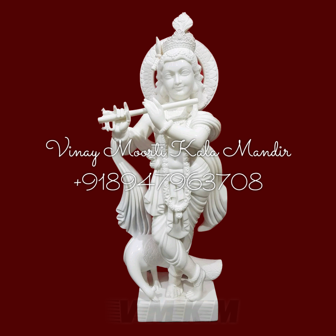 Carving Makrana Marble Krishna Statue