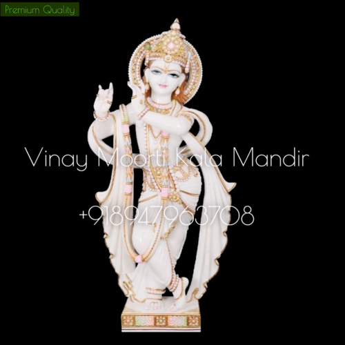 Washable White Marble Krishna Statue