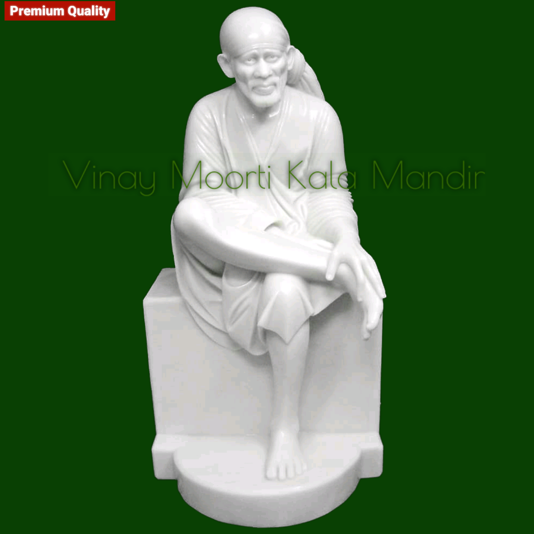 Shirdi Sai Baba Marble Statue - Makrana Marble, Multicolor, Glossy Finish | Durable, Handmade, Easy To Clean, Washable