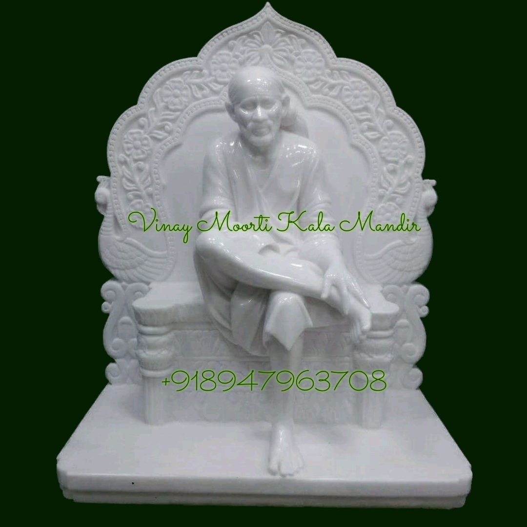 Shirdi Sai Baba Marble Statue - Makrana Marble, Multicolor, Glossy Finish | Durable, Handmade, Easy To Clean, Washable