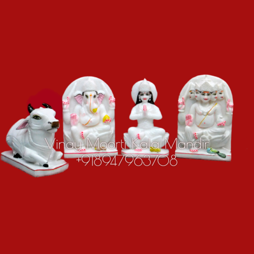 Carving Shiv Parivar Marble Murti