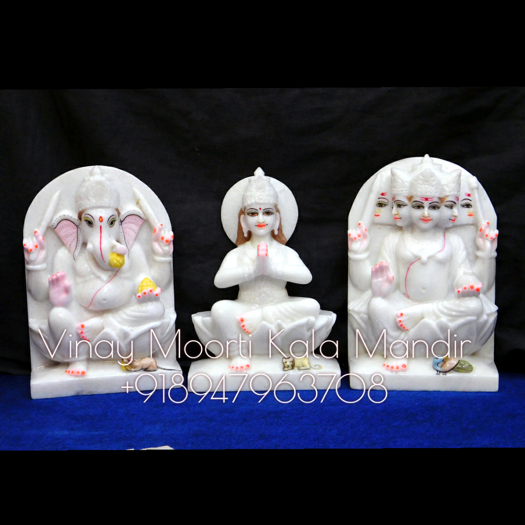 Carving Shiv Parivar Marble Murti
