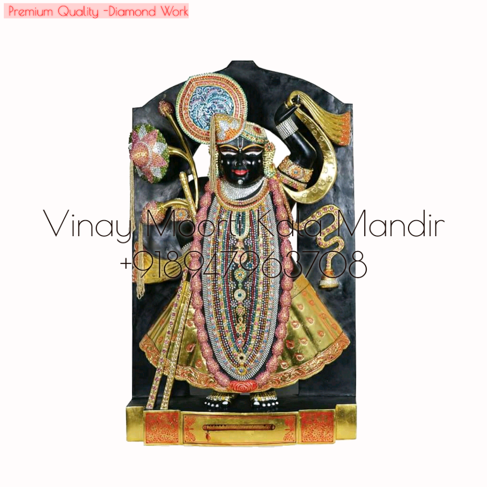 Washable Balck Marble Shrinathji Statue