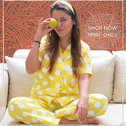 Yellow Ladies Soft Cotton Night Wear
