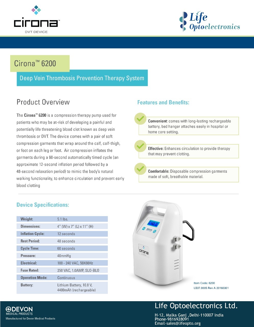 Cirona 6200 - Dvt Pump Application: Clinic