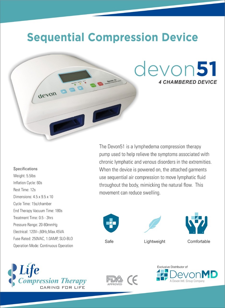 Devon 51 Circuflow Lymphedema Pump Application: Lymphatic Drainage Control