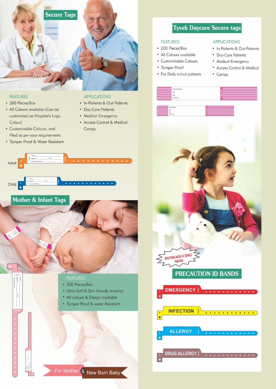 Hospital Patient Id Band - Polyester Material | Multiple Colors For Rapid Visual Recognition, Ideal For Laboratory And Hospital Use
