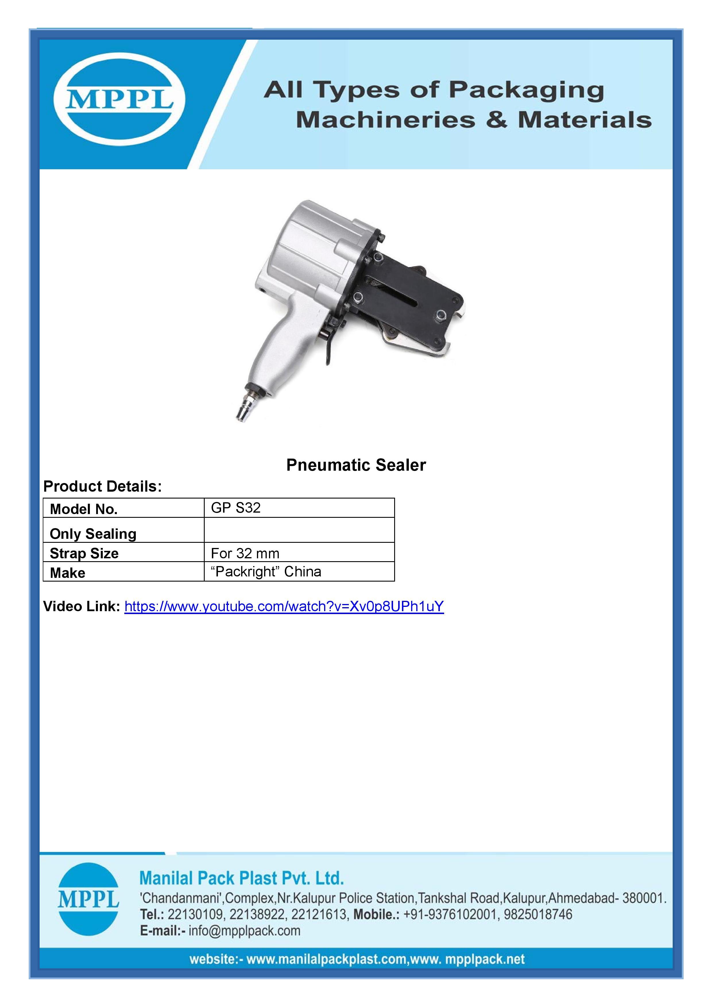 Pneumatic Sealer Gp S32 Size: For 32 Mm