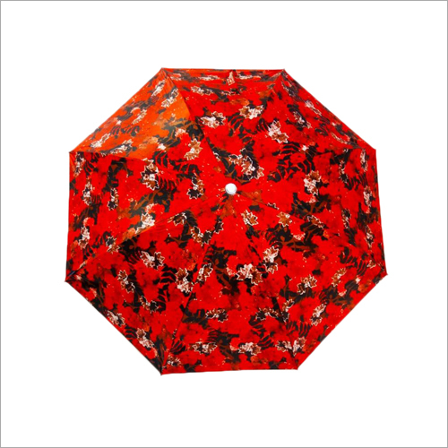 Floral Printed Umbrella - Nylon & Polyester Blend, Red Color | Foldable Design, Durable Iron Handle for Rainy Seasons