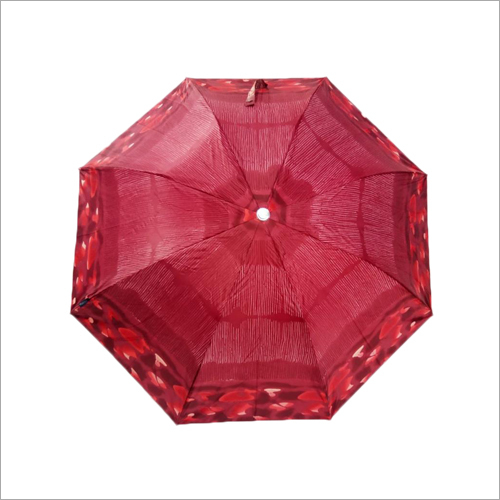 Designer Umbrella - Nylon & Polyester, Red Color | Foldable with Iron Handle for Rainy Season Use