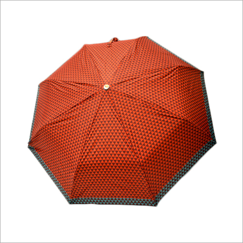 Designer Printed Umbrella - Nylon & Polyester Material,  Foldable Red Design | Durable Iron Handle for Efficient Rain Protection