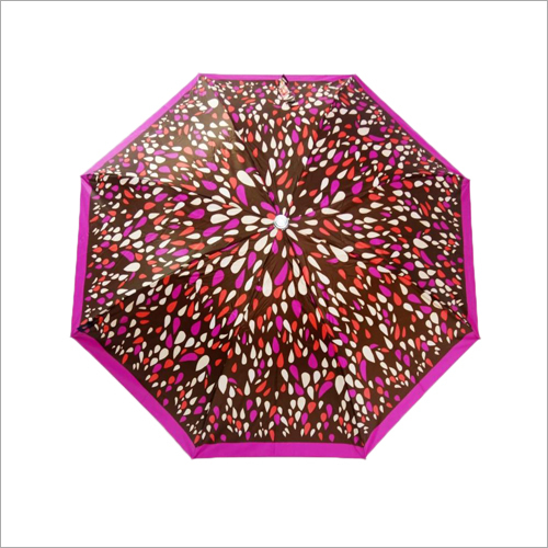 Fashionable Printed Umbrella - Nylon-Polyester Material, Foldable Design, Purple-Brown Color | Iron Handle, Ideal for Rainy Seasons