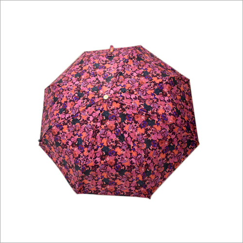 Printed Colour Umbrella - Polyester and Nylon Material, Foldable Design, Iron Handle, Rainy Season Essential in Charming Pink