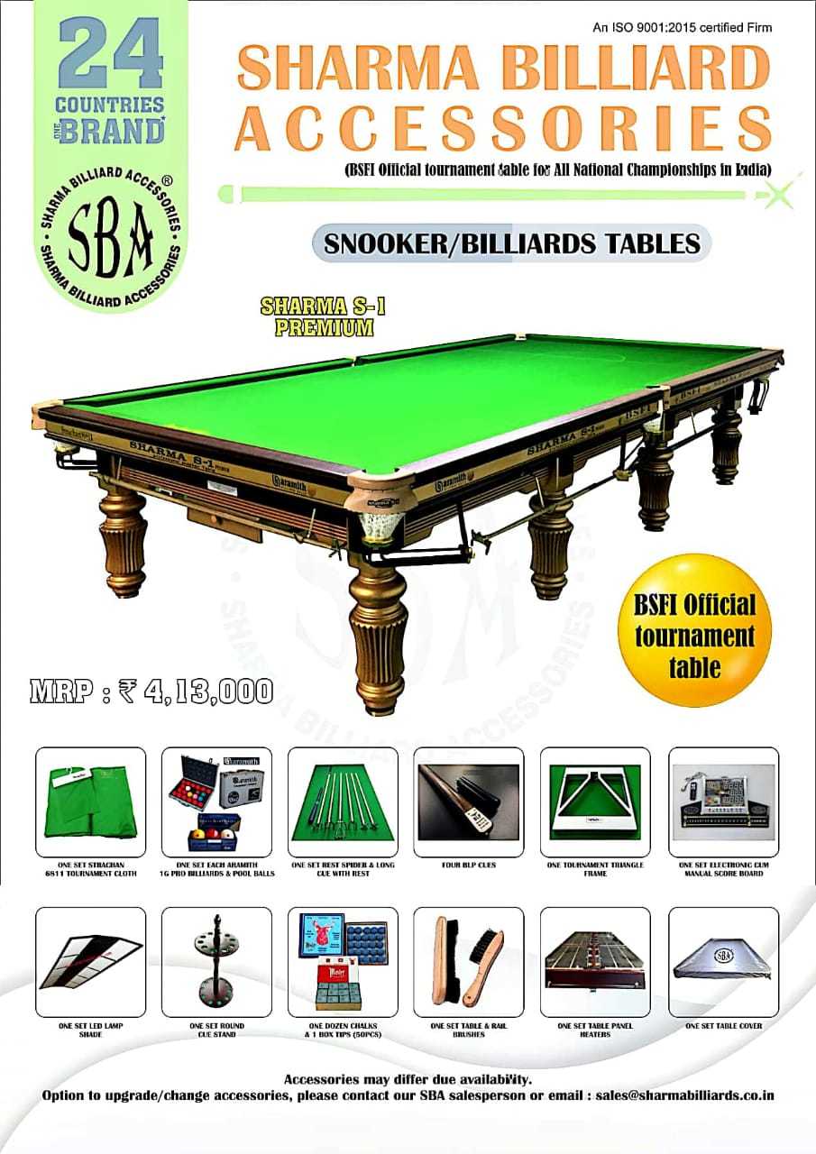 Sharma S-1 Premium Billiard Table (Bsfi Approved) - Cue Forearm: Ash Wood